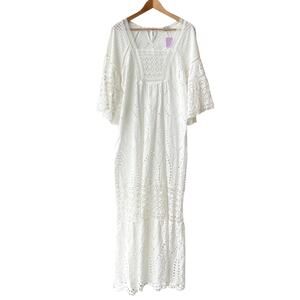 Marjolaine : $549 White Broderie Eyelet Cotton Maxi French Dress : FR 42 / US M